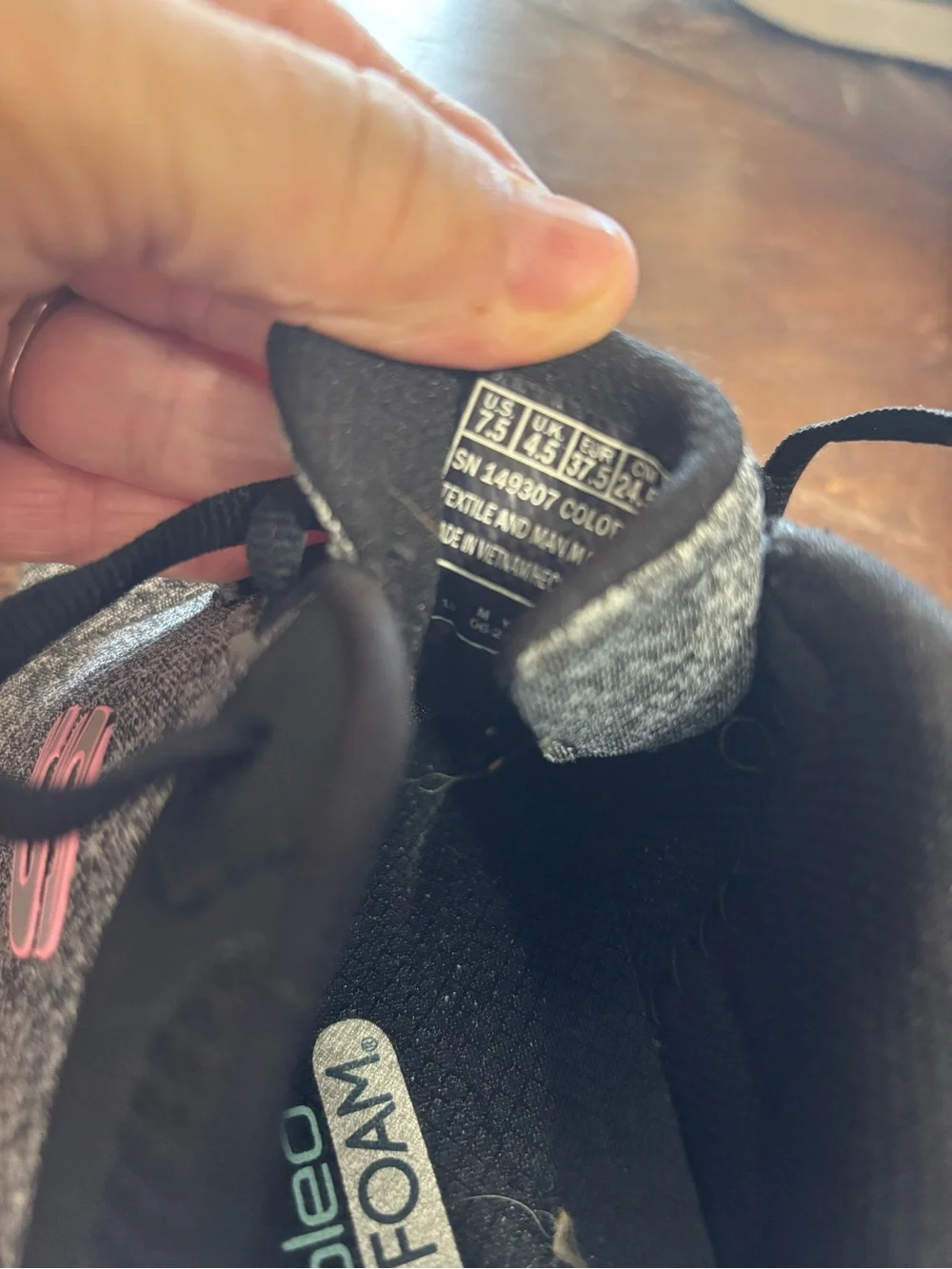 Skechers Grey & Black Athletic Sneakers with Pink Logo